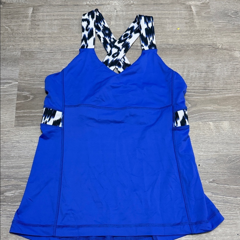 Lululemon Size 8 Blue Sprinkler Ikat Push Ur Limits Tank